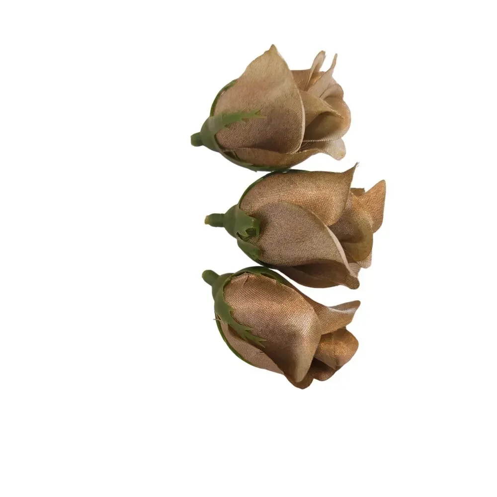 50 Moss Olive Green Satin Rose Buds Stemless Wedding Floral Craft DIY 2